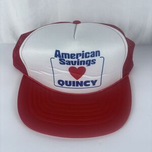 American Savings Snapback Cap Trucker Hat Red Mesh Back Vintage